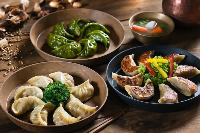 Potstickers in bowls